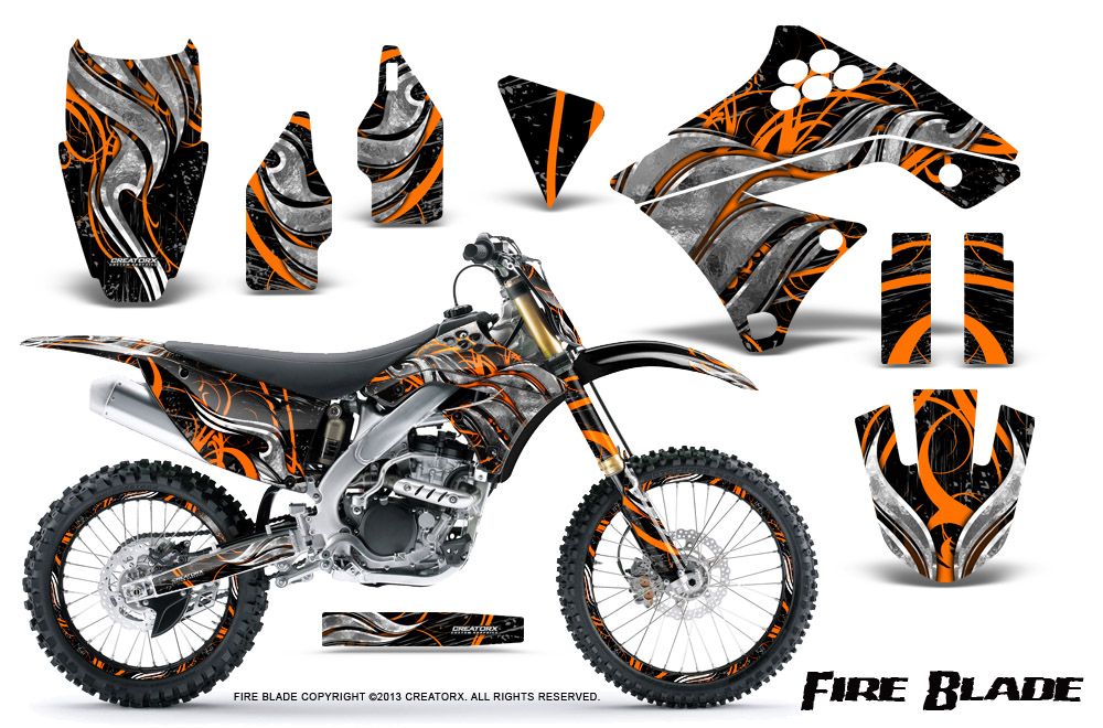 Kawasaki KX250F 09-12 Graphics Kit Fire Blade Orange Black NP Rims